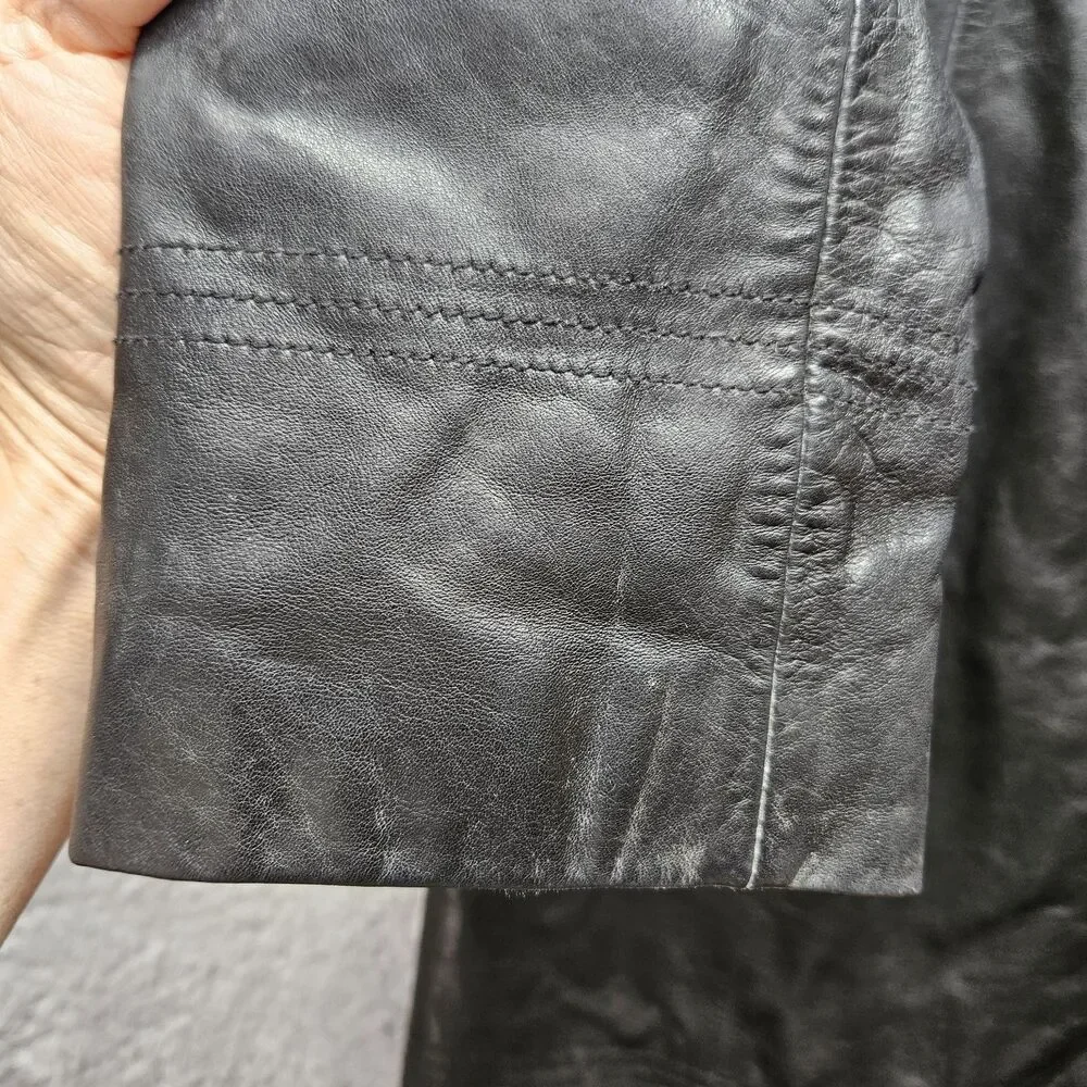 Coach Womens Black Leather Jacket Size XS Mid Length